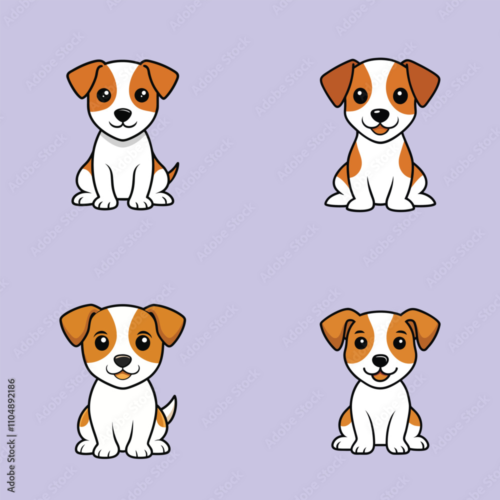 Collection of Cute Jack Russell Terrier Dog isolated Vector illustration Collection of Cute Jack Russell Terrier Dog isolated Vector illustration