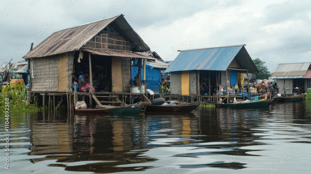 Floating markets and villages, with water-based shops and homes Floating markets and villages, with water-based shops and homes