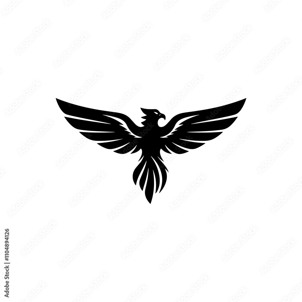 Obraz premium Eagle logo silhouette vector illustration, Phoenix silhouette icon, Falcon silhouette logo