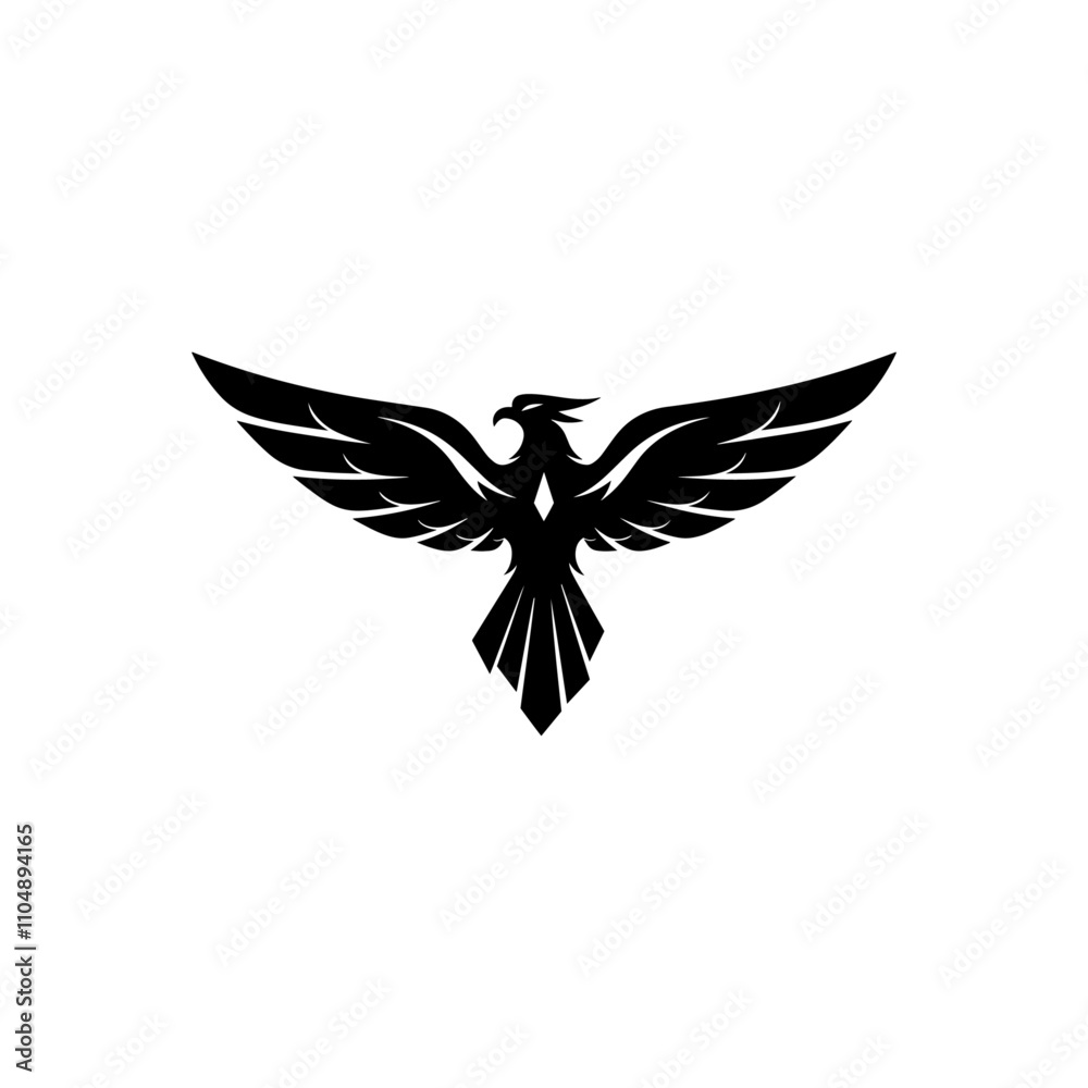 Fototapeta premium Stylized Phoenix silhouette icon, Silhouette of eagle with wings
