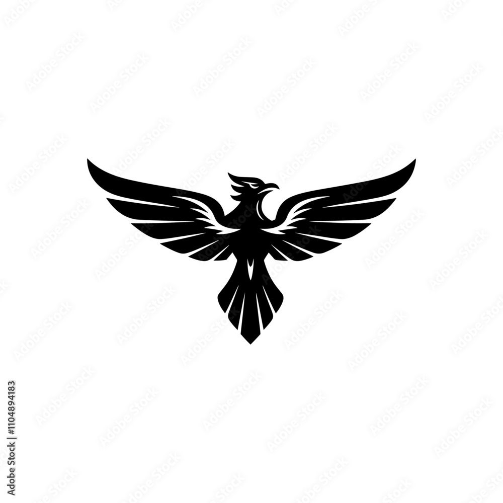 Obraz premium Eagle logo silhouette vector illustration, Phoenix silhouette icon, Falcon silhouette logo