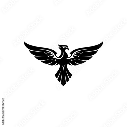 Phoenix with wing silhouette logotype icon and vector illustration