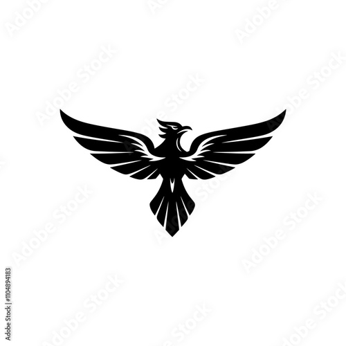 Eagle logo silhouette vector illustration, Phoenix silhouette icon, Falcon silhouette logo