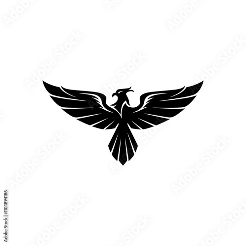 Phoenix with wing silhouette logotype icon and vector illustration