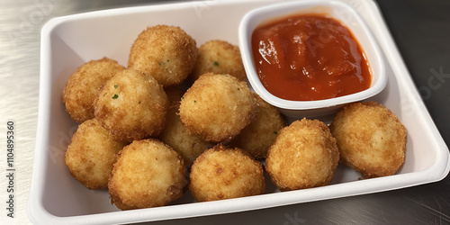 Crispy Golden Cheese Balls with Dipping Sauce photo