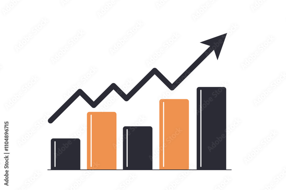 upward trending bar graph simple flat logo illustration upward trending bar graph simple flat logo illustration
