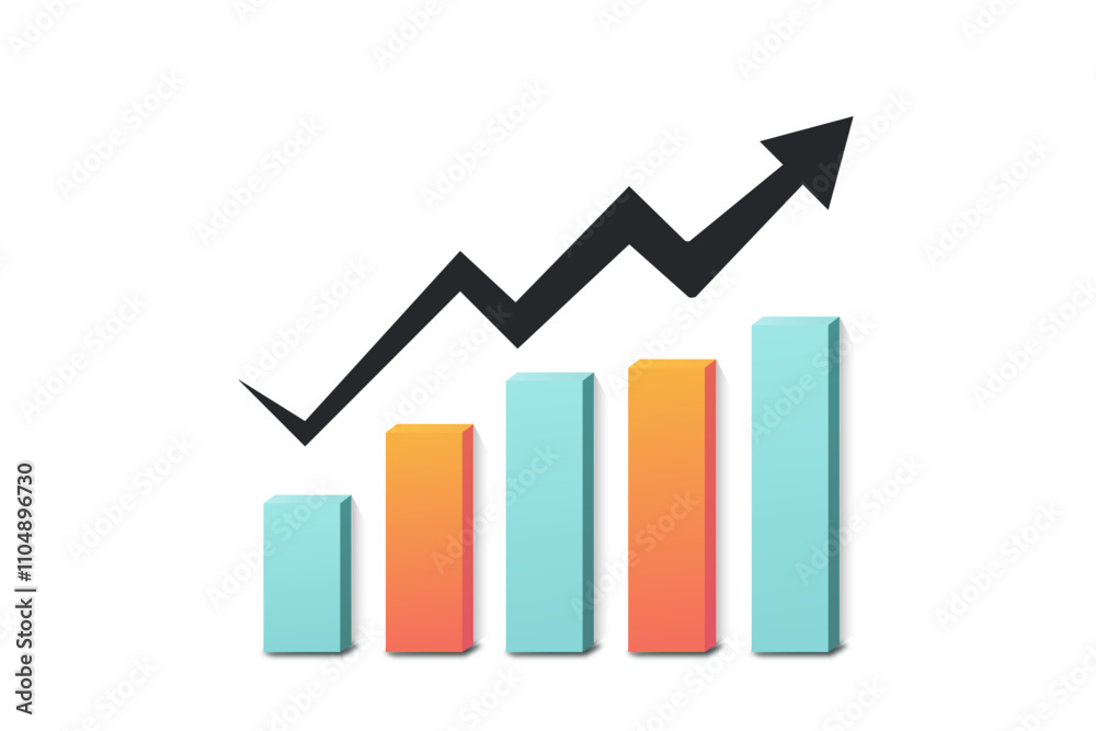 upward trending bar graph simple flat logo illustration
