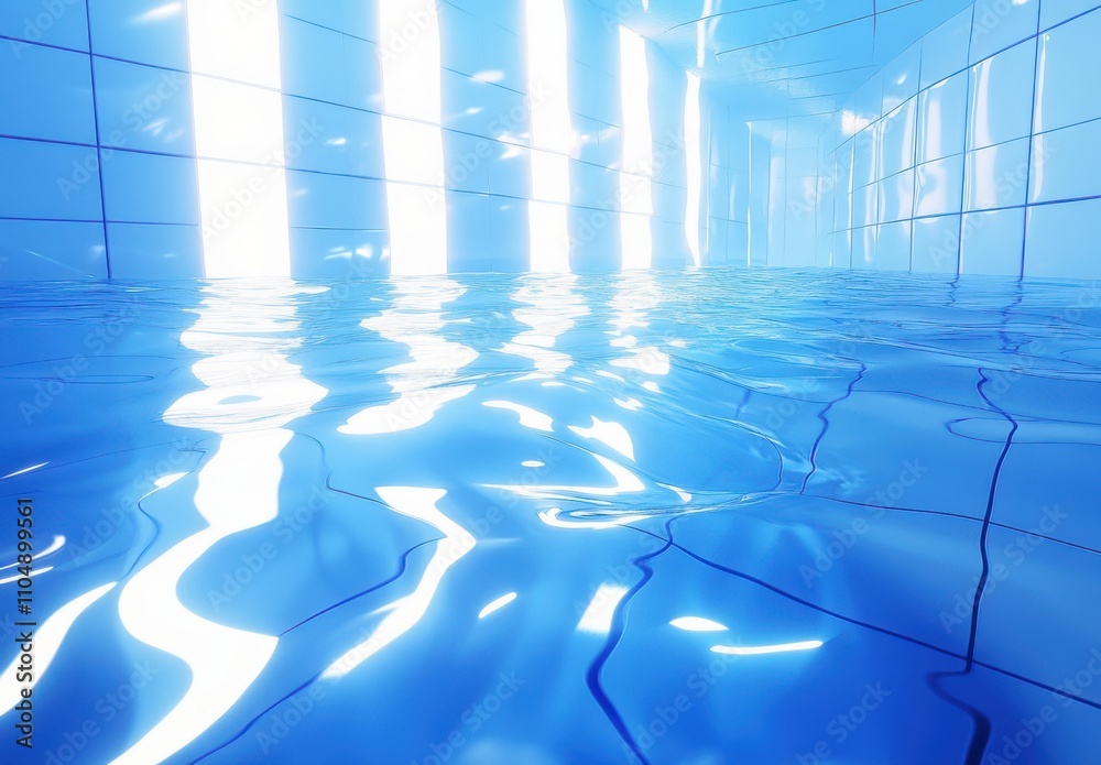 Fototapeta premium Serene Reflection in a Modern Aquatic Space with Soft Lighting and Tranquil Water Surface Creating a Calm and Inviting Atmosphere for Relaxation and Reflection