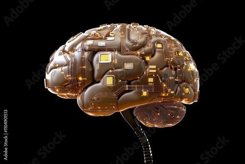 A visualization of bytes forming a digital brain, symbolizing AI and machine learning photo