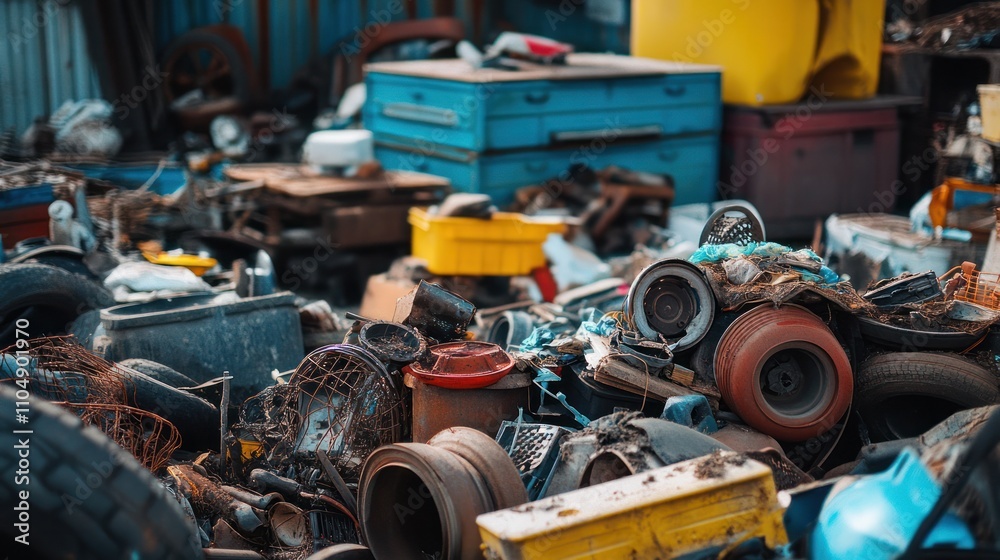 Fototapeta premium Circular economy practices, with repaired and repurposed items