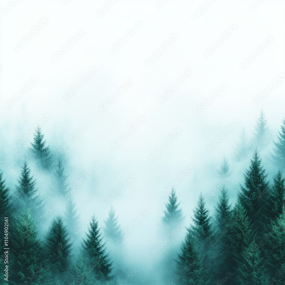 Misty mountain forest with evergreen trees. Misty mountain forest with evergreen trees.