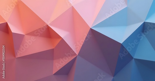 Vibrant 3D abstract pattern with angular geometric facets in bold pink, orange, and blue gradients, creating a modern and dynamic visual texture.