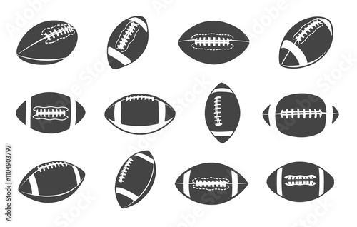 American football ball svg, Football silhouette, American football ball silhouette, Football svg, Sports ball silhouette, American football svg, Ball svg, American football vector set -V02 photo