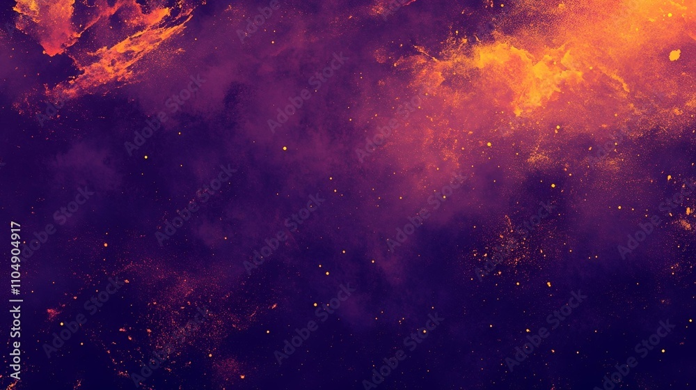 Grainy noise texture with glowing orange and yellow abstract gradient shapes on a dark purple backdrop, perfect for a banner or poster cover design Grainy noise texture with glowing orange and yellow abstract gradient shapes on a dark purple backdrop, perfect for a banner or poster cover design