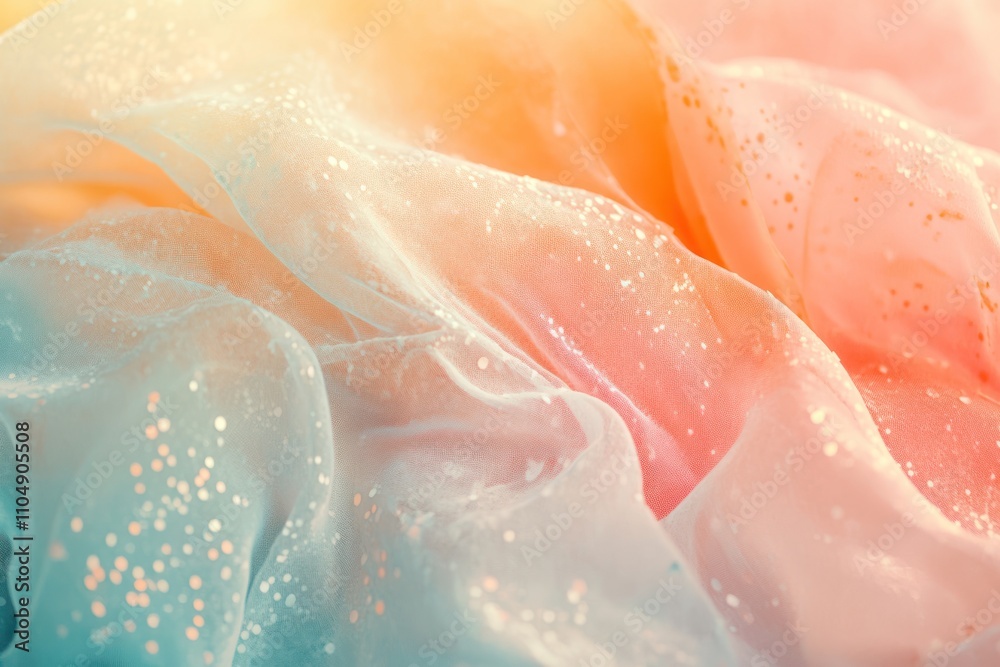 Soft, delicate, iridescent fabric with a gradient of colors and a subtle sparkle. Soft, delicate, iridescent fabric with a gradient of colors and a subtle sparkle.
