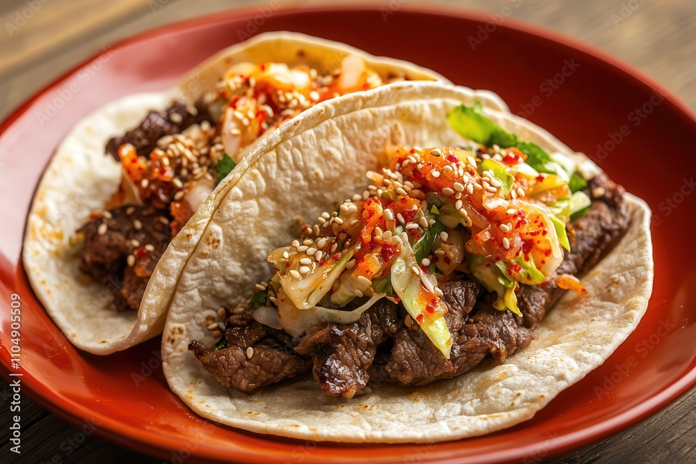 Delicious beef tacos with spicy salsa local mexican restaurant food cozy atmosphere close-up view culinary delight Delicious beef tacos with spicy salsa local mexican restaurant food cozy atmosphere close-up view culinary delight