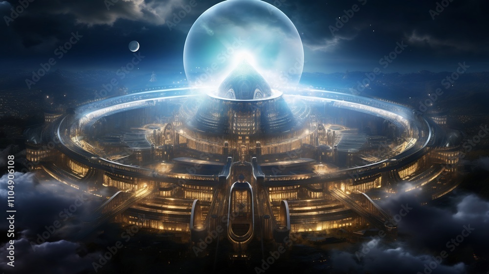 Majestic celestial palace floating amidst a breathtaking expanse of glowing nebulae luminous stars and the vast mysterious cosmos Majestic celestial palace floating amidst a breathtaking expanse of glowing nebulae luminous stars and the vast mysterious cosmos