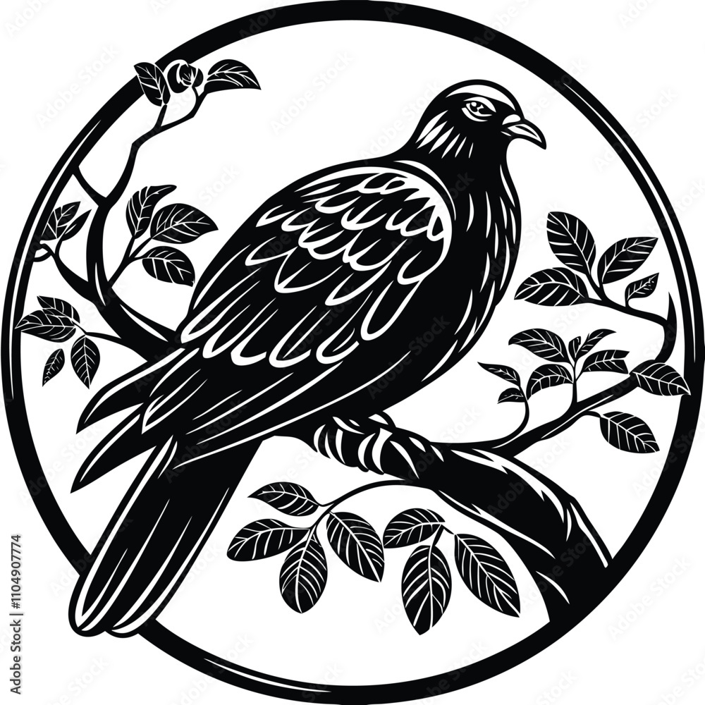 Obraz premium Pigeon vector silhouette, isolated white background