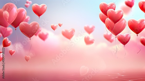 Valentines day background with Heart Shaped Balloons