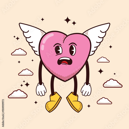 Heart with Wings and Sad Face