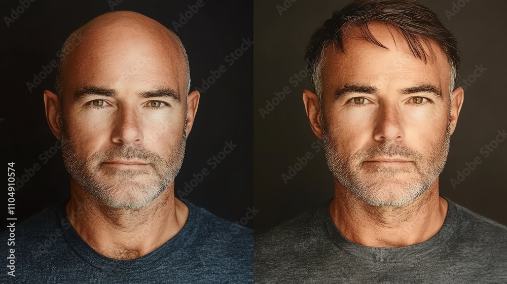 Fototapeta premium Portrait of a man showcasing a transformation in style and appearance.