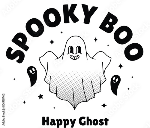 Spooky Ghost Boo Retro Illustration