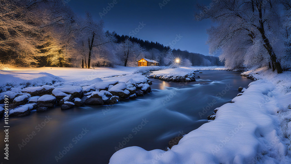 Fototapeta premium river in winter