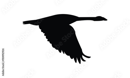 Flying Goose Bird Silhouette Design  And Vector Illustration. 