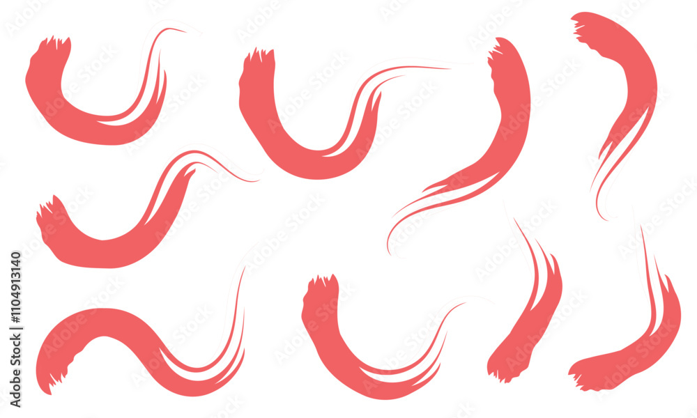 Fototapeta premium Squiggles with circles seamless pattern. Brush drawn bold curved lines, waves and swirls. Abstract geometric background with organic bold lines. Creative childish scribble backdrop, doodles.
