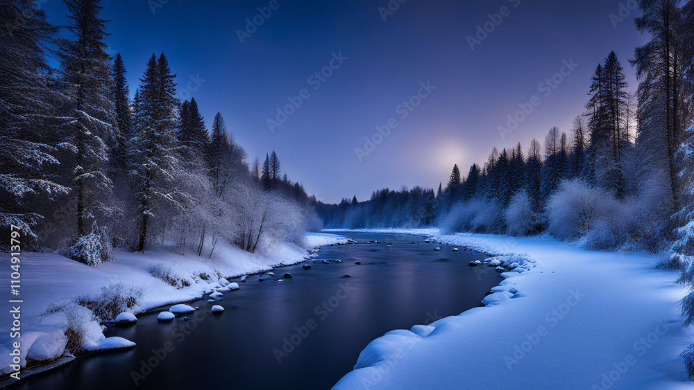 Fototapeta premium river in winter