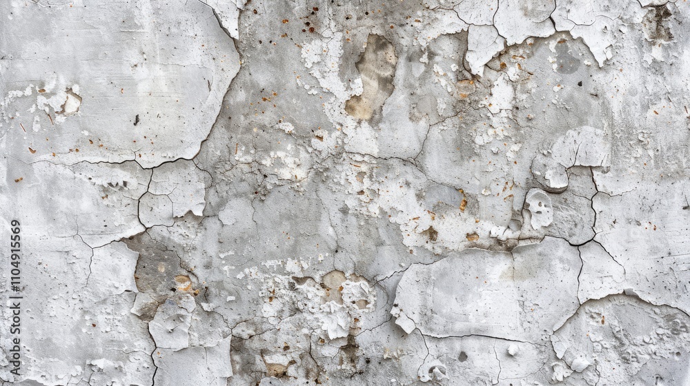 Cracked, peeling grey wall texture; shows damage and age. Ideal for backgrounds, grunge designs, and distressed textures.