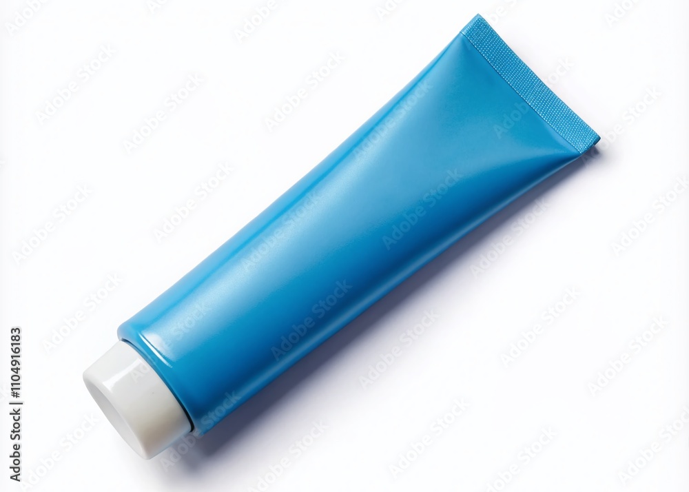 Aerial View Blue Cream Tube Isolated White Background Aerial View Blue Cream Tube Isolated White Background