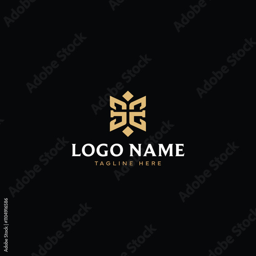 e logo with butterfly in elegant luxury style