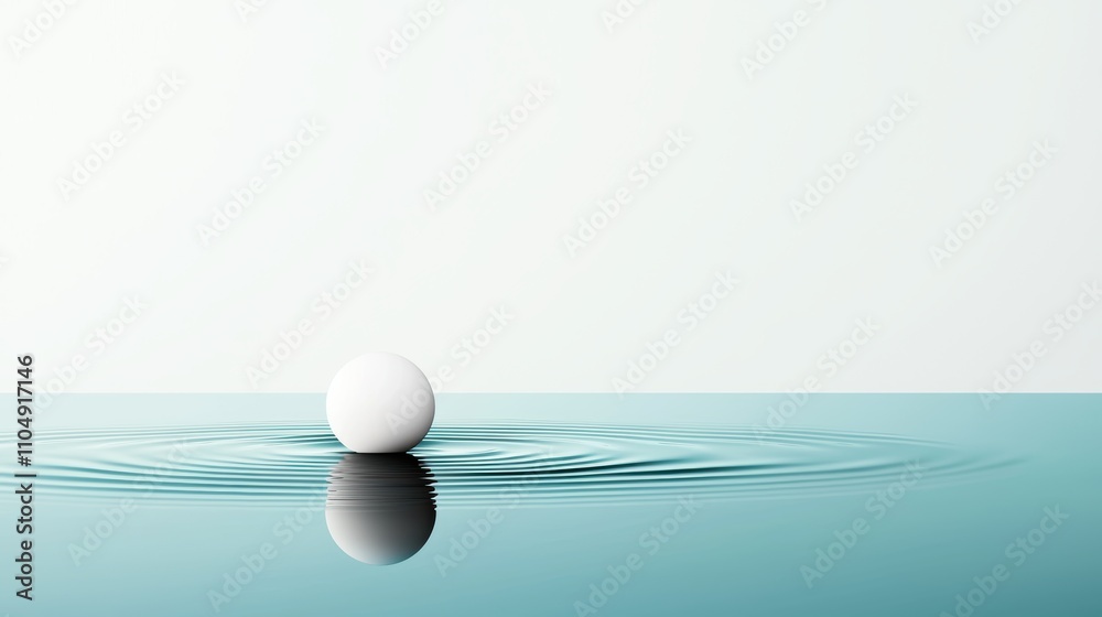 A minimalist composition with a single, perfectly smooth sphere placed on a reflective surface, emphasizing simplicity and geometric shapes. A minimalist composition with a single, perfectly smooth sphere placed on a reflective surface, emphasizing simplicity and geometric shapes.