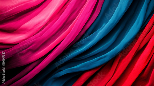 Vibrant colorful fabric texture in dynamic flow photo