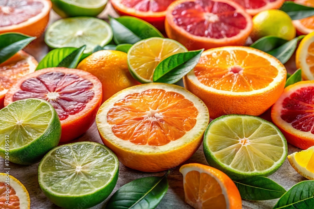 Fototapeta premium Fresh Citrus Slice Night Photography - Healthy Eating, Summer Vibes