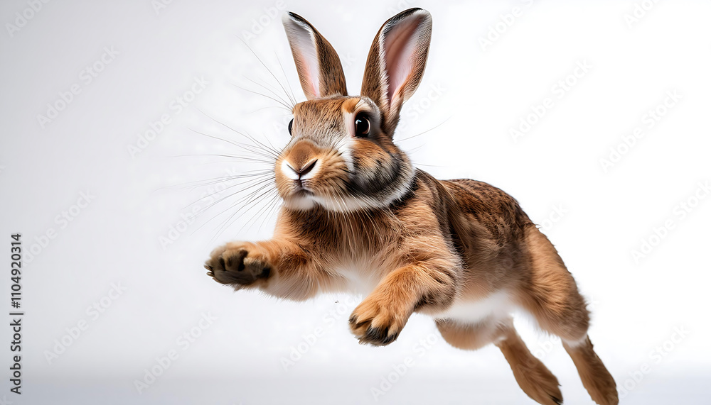Fototapeta premium Graceful Leap: Rabbit in Motion