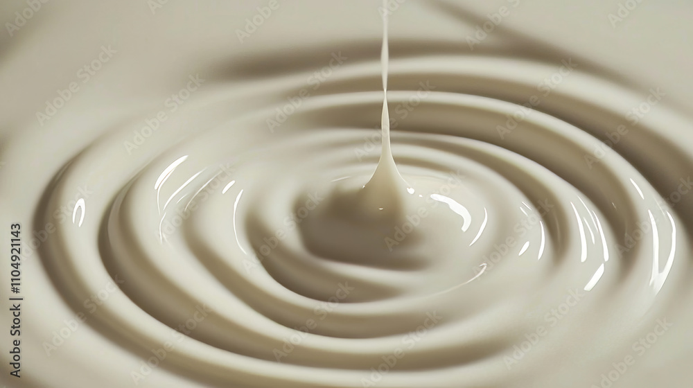Circular waviness on white liquid surface, top view of round concentric waves caused by drop falling on milk, yogurt, cream or cosmetic. Realistic radial wavy effect texture in vector illustration. Circular waviness on white liquid surface, top view of round concentric waves caused by drop falling on milk, yogurt, cream or cosmetic. Realistic radial wavy effect texture in vector illustration.