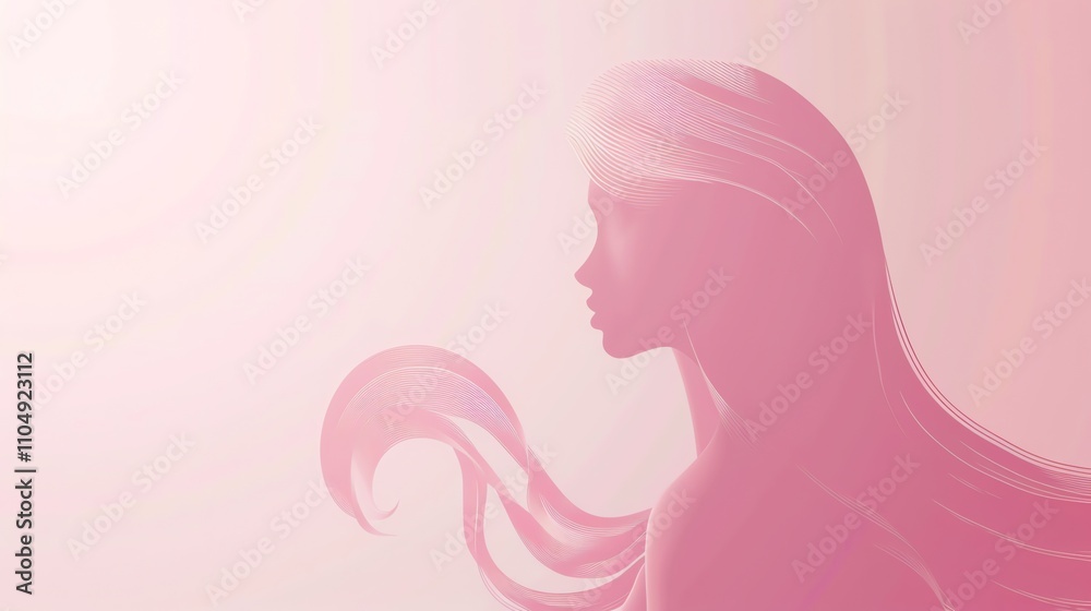 A minimalist illustration of a woman's silhouette with long hair. A minimalist illustration of a woman's silhouette with long hair.