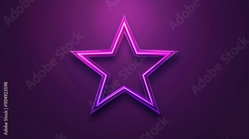 A glowing neon purple star shape on a purple background.