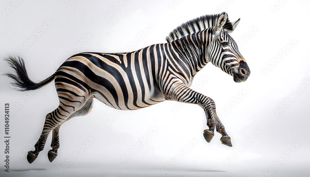 Energetic Leap: Zebra in a Studio Spotlight Energetic Leap: Zebra in a Studio Spotlight
