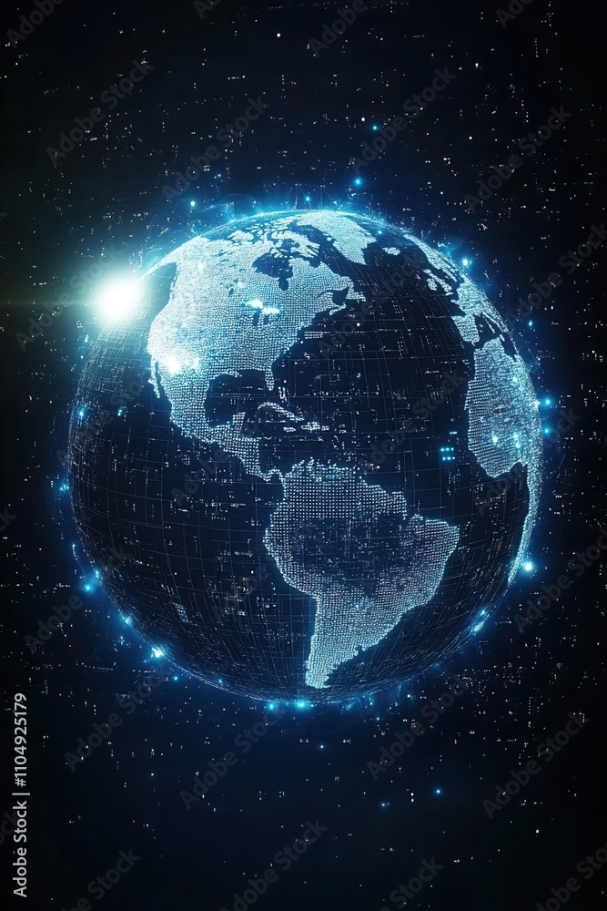 Digital globe illustration in space with connections Digital globe illustration in space with connections