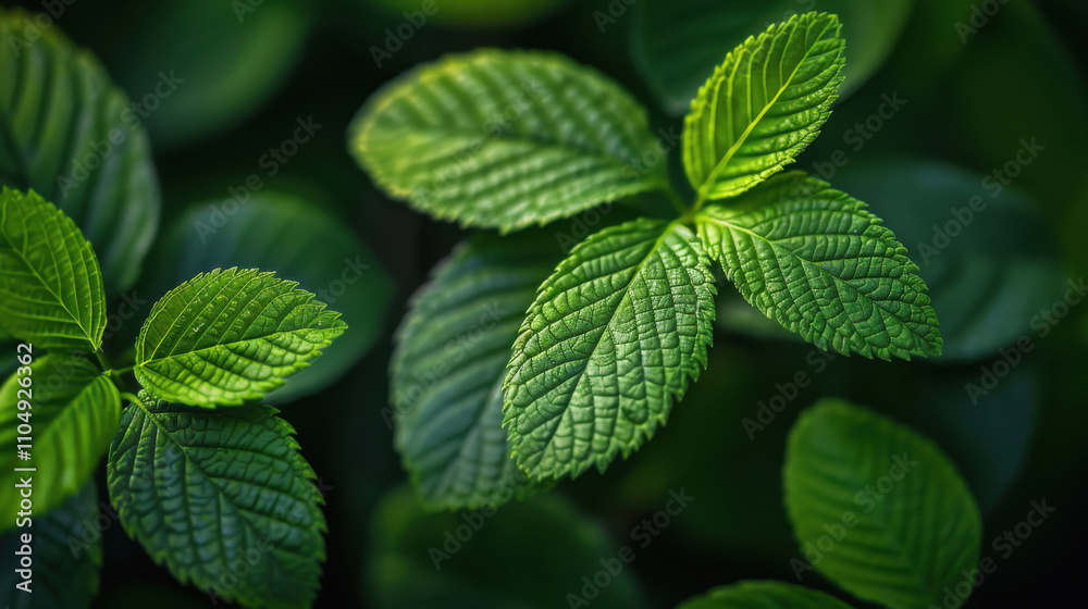 Closeup of Fresh green leaves of mint Closeup of Fresh green leaves of mint