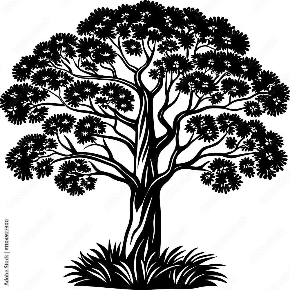 Obraz premium Tree vector silhouette, isolated white background