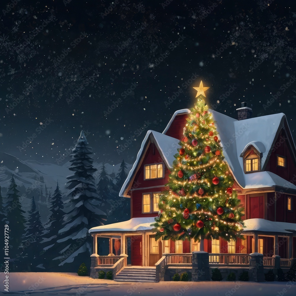 Obraz premium Christmas tree in the night