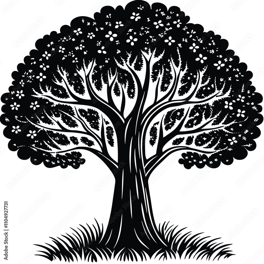 Obraz premium Tree vector silhouette, isolated white background