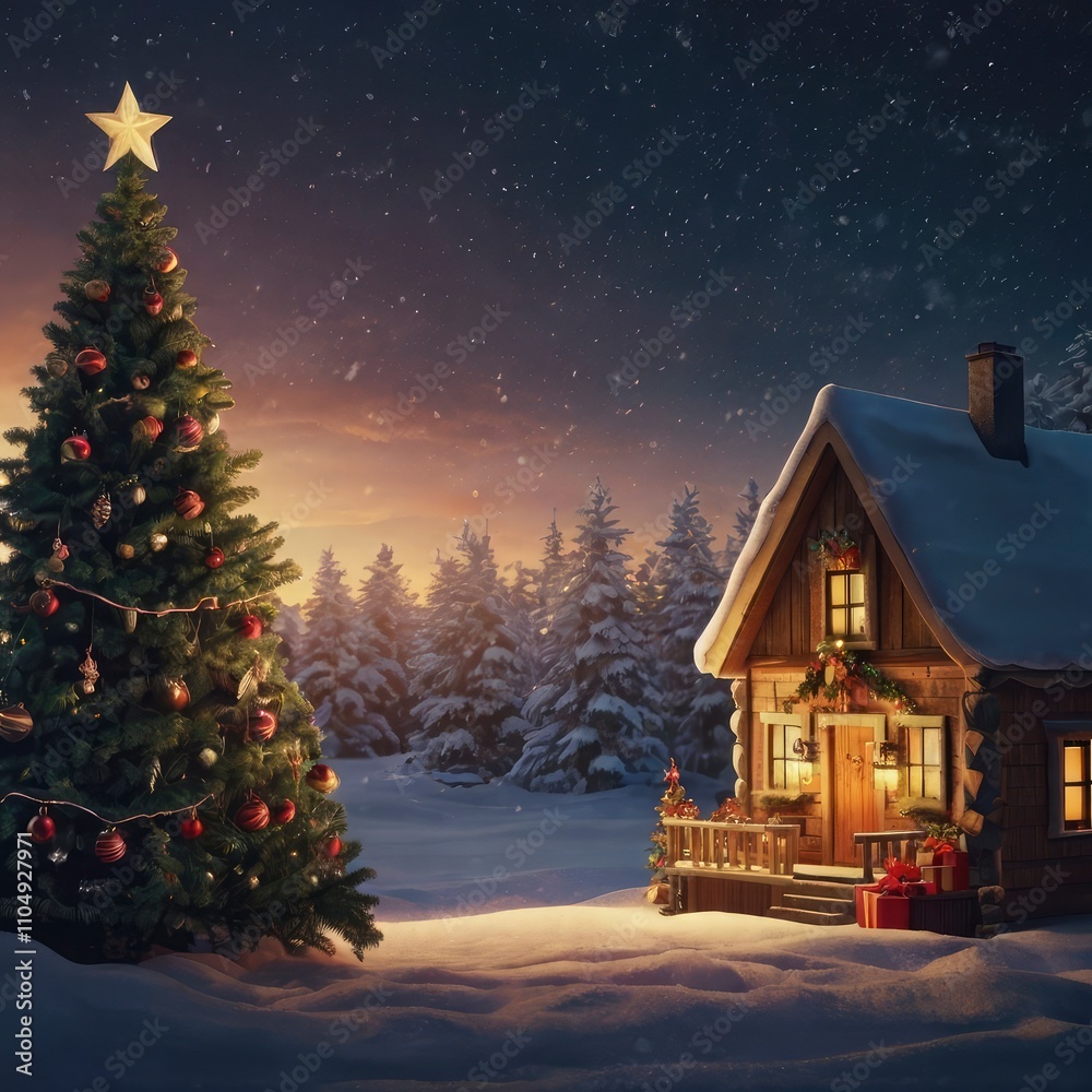 Fototapeta premium Christmas tree in the night