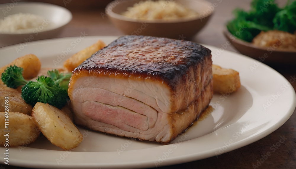 crispy pork belly on a plate crispy pork belly on a plate