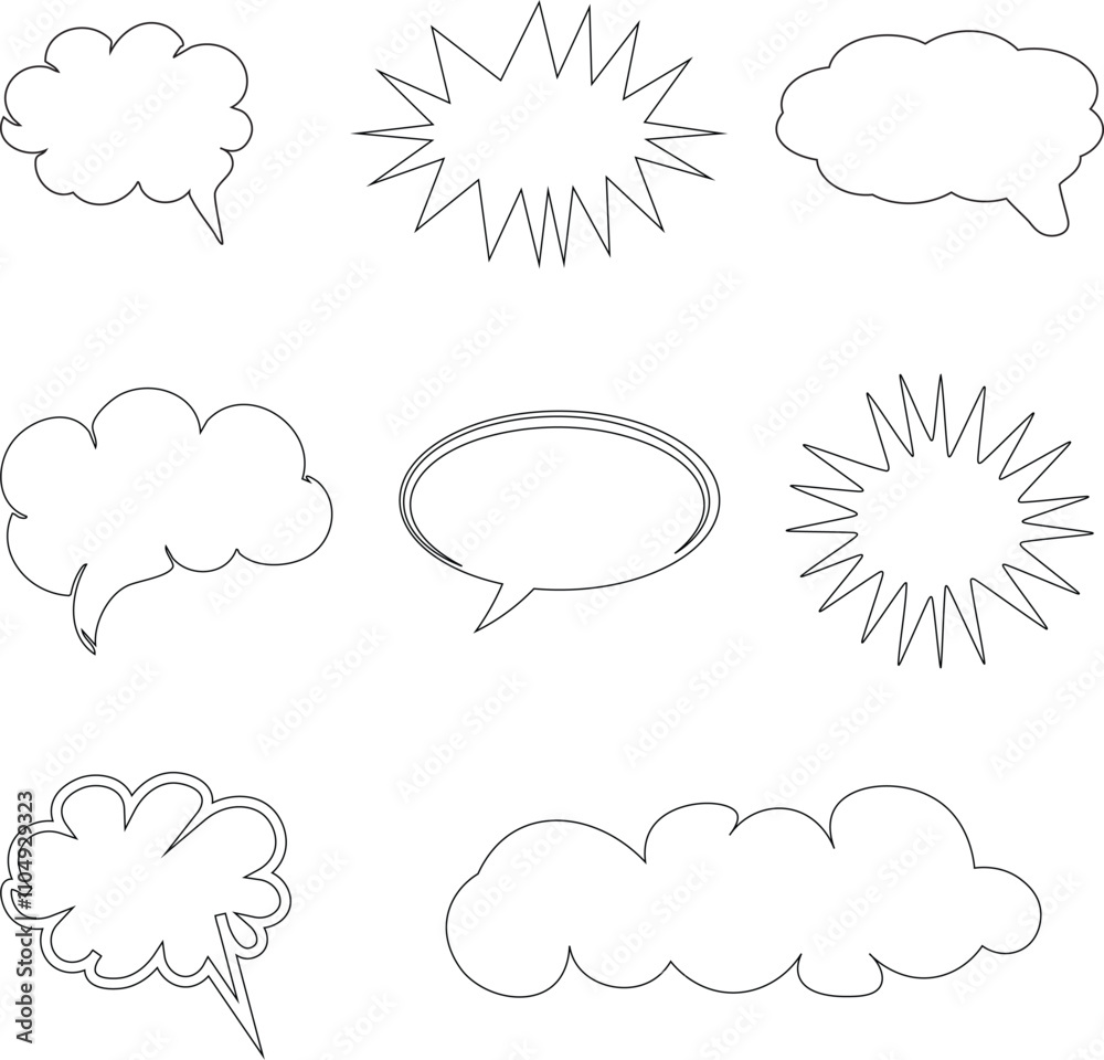 Retro Comic Speech Bubbles with Halftone Shadows - Pop Art Style Vector Retro Comic Speech Bubbles with Halftone Shadows - Pop Art Style Vector