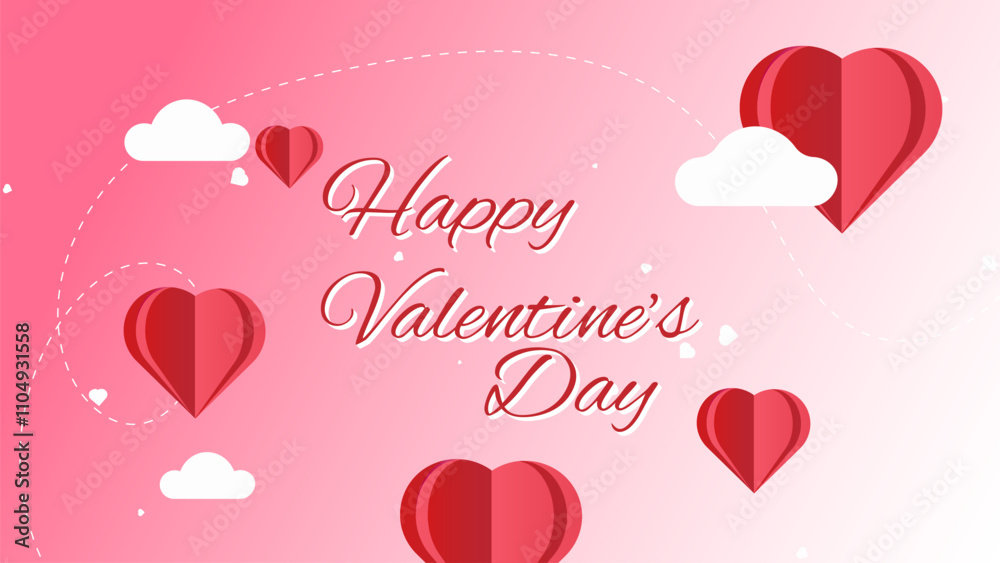 Happy Valentine's Day Greeting Card Design with Love Icons, Decorative Hearts, and Elegant Fonts Happy Valentine's Day Greeting Card Design with Love Icons, Decorative Hearts, and Elegant Fonts